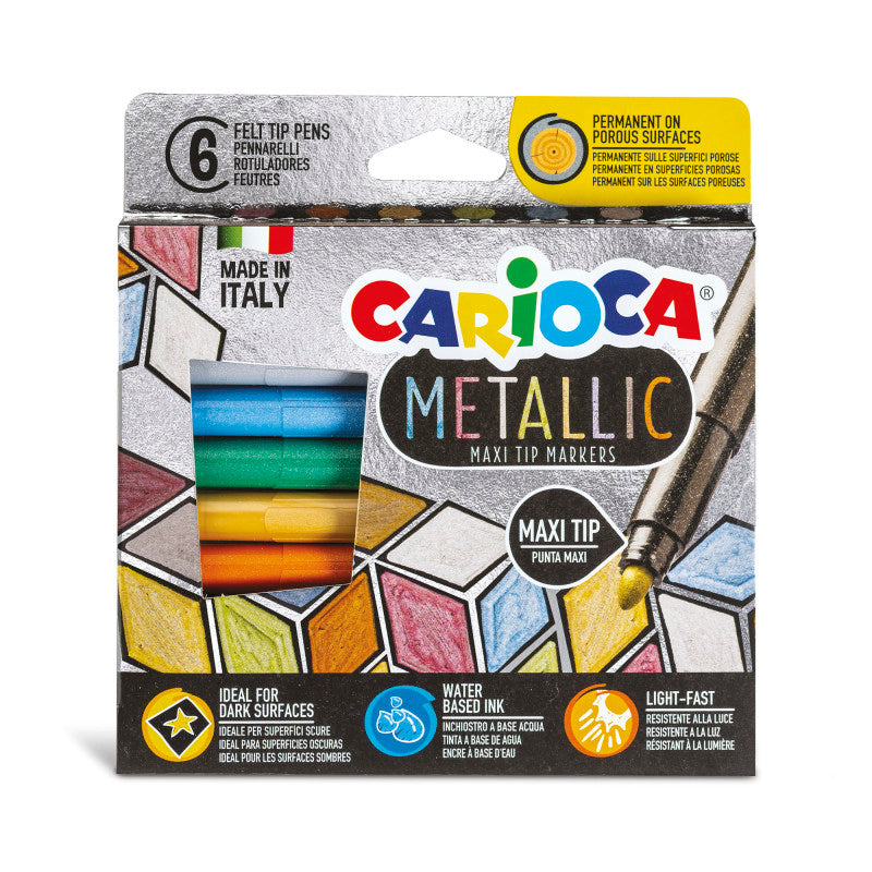 Metallic Maxi Tip Markers Felt Tip Pens - 6 Pieces