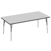 36" x 72" Rectangle T-Molding Activity Table with Adjustable Standard Swivel Glide Legs - Gray/Black