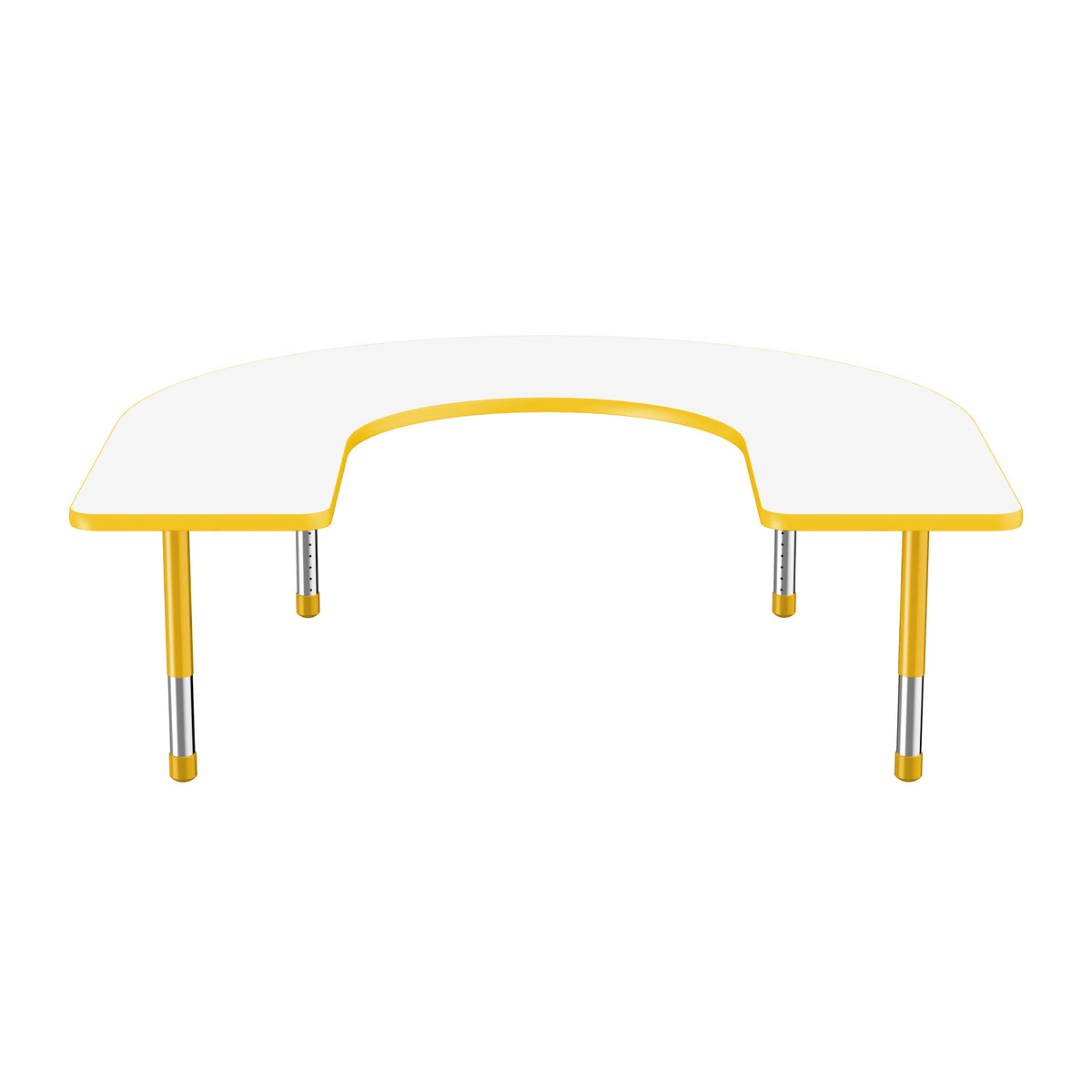 60" x 66" Horseshoe Dry-Erase Activity Table with Adjustable Chunky Legs - Whiteboard/Yellow
