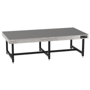 Welding Fixture Table, Fixed Height, 36"H x 120"L x 60"D, 1/4" Carbon Steel Top, Six Black Powdercoat Legs, Self-Leveling Feet