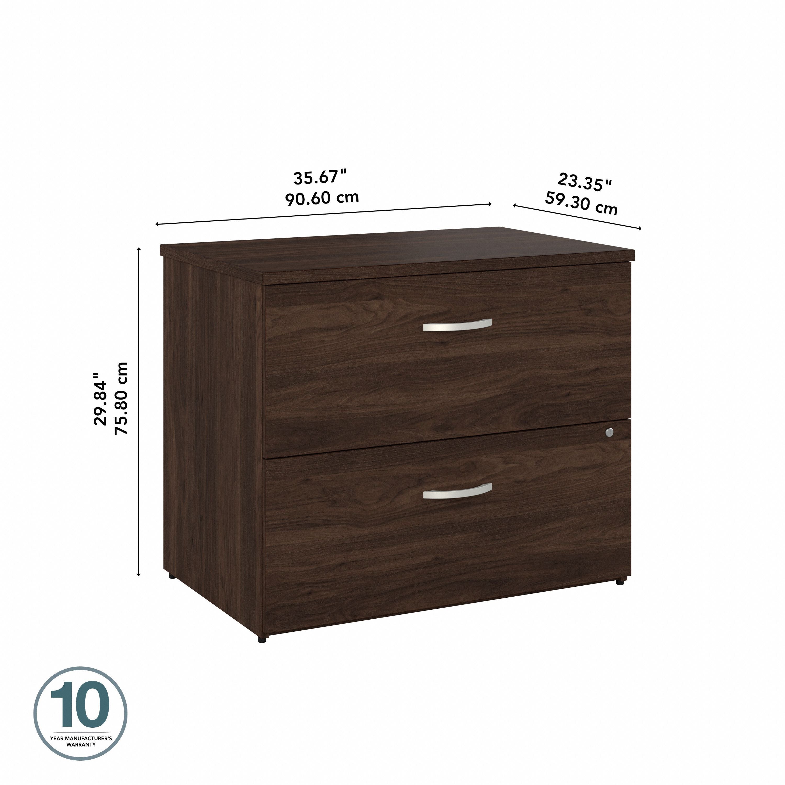 Bush Business Furniture Studio C 2 Drawer Lateral File Cabinet in Black Walnut - 35.67" Width x 23.35" Depth x 29.84" Height