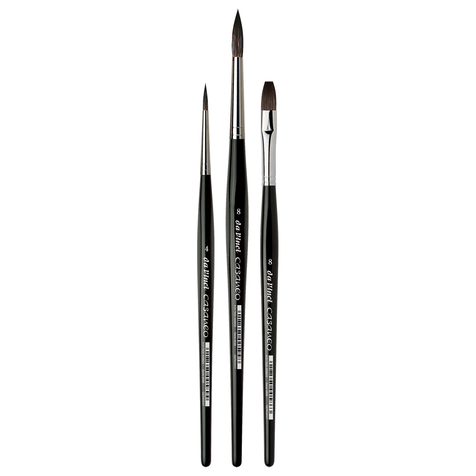 CASANEO Assorted Wash, Extra Soft Synthetic, Watercolor, 3 Brush Set