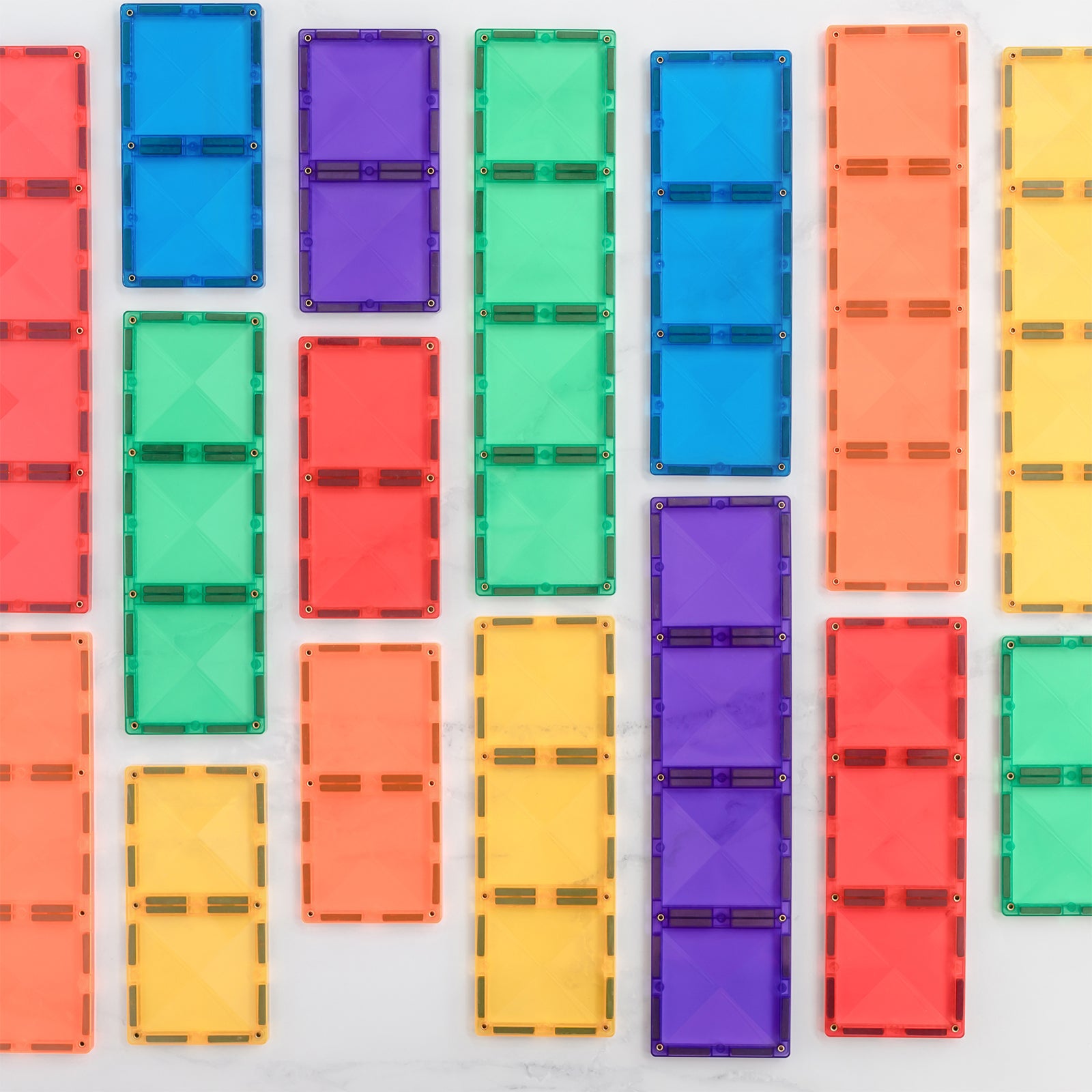 Magnetic Tiles Rainbow Rectangle Pack, 18 Pieces