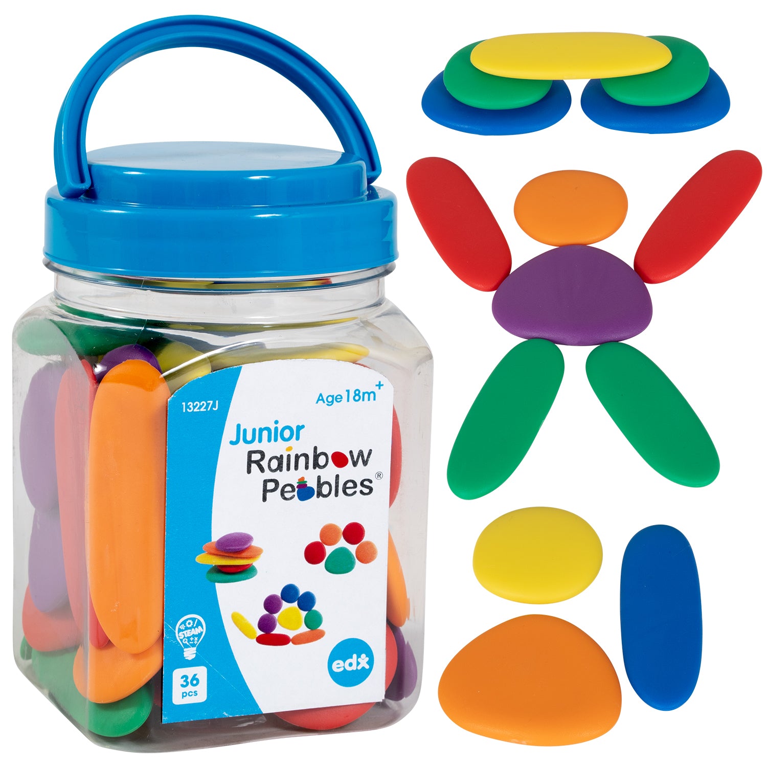 Junior Rainbow Pebbles® - Mini Jar- Set of 36