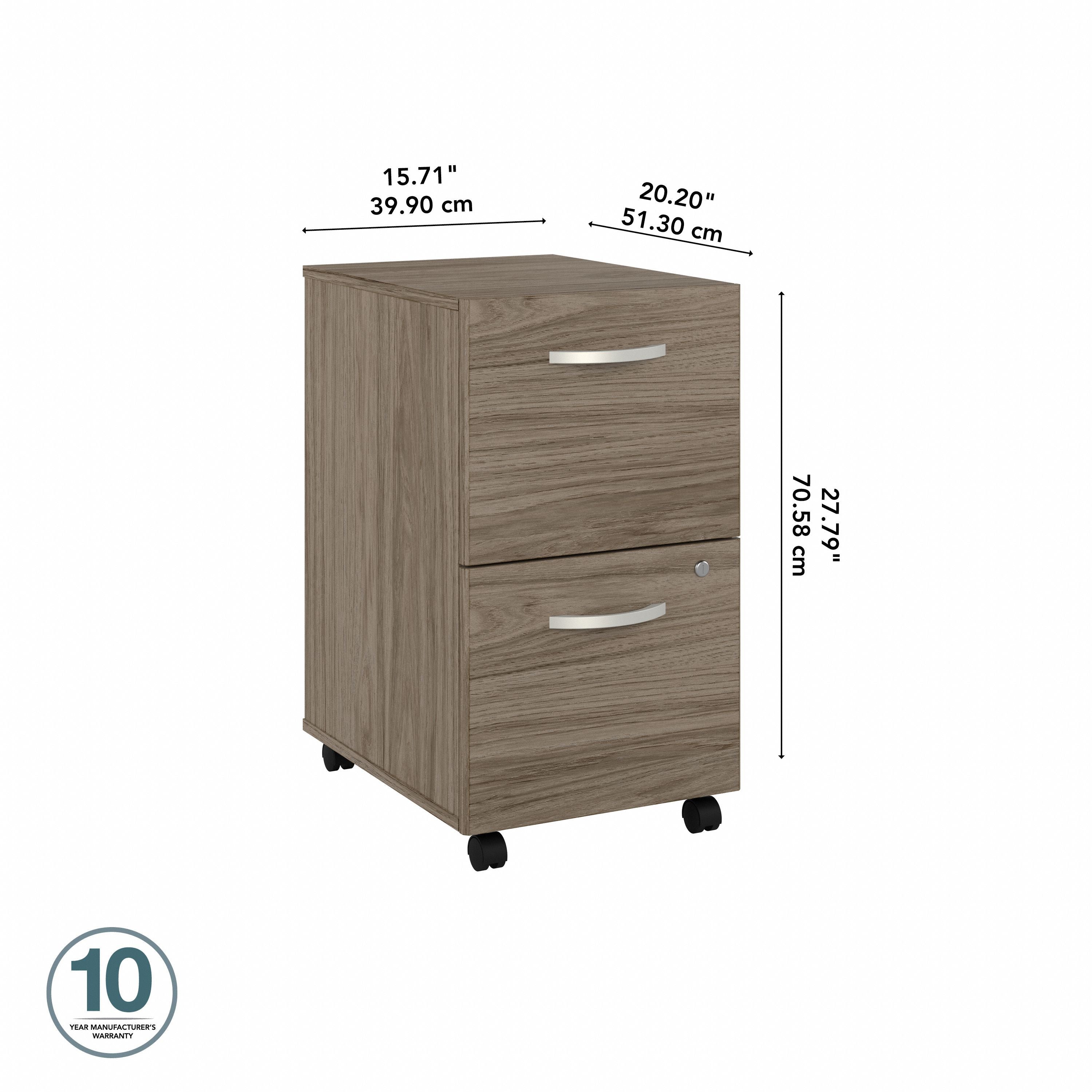 Bush Business Furniture Studio C 2 Drawer Mobile File Cabinet in Modern Hickory - 15.71" Width x 20.2" Depth x 27.79" Height