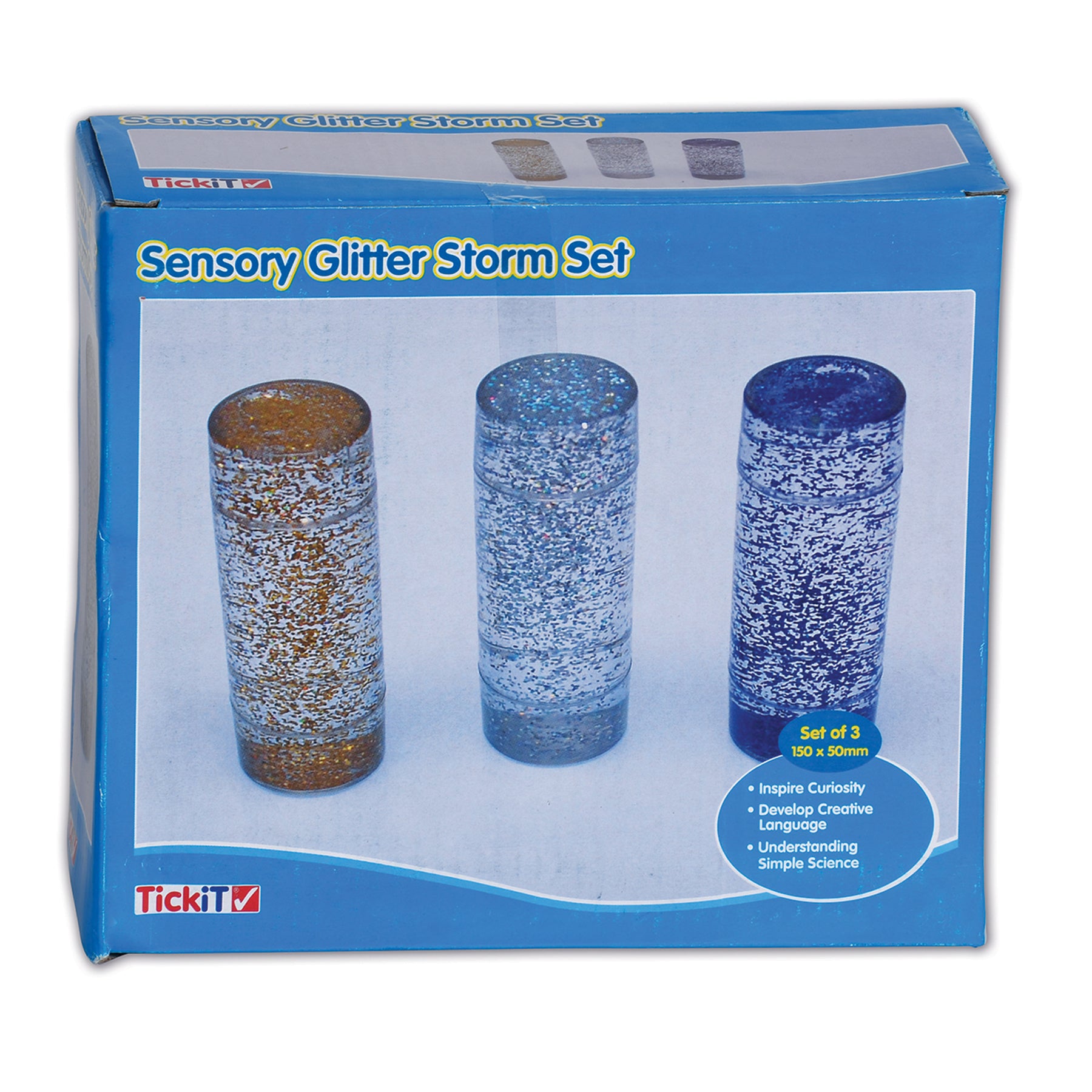 Sensory Glitter Storm - Set of 3 - Blue, Silver, Gold