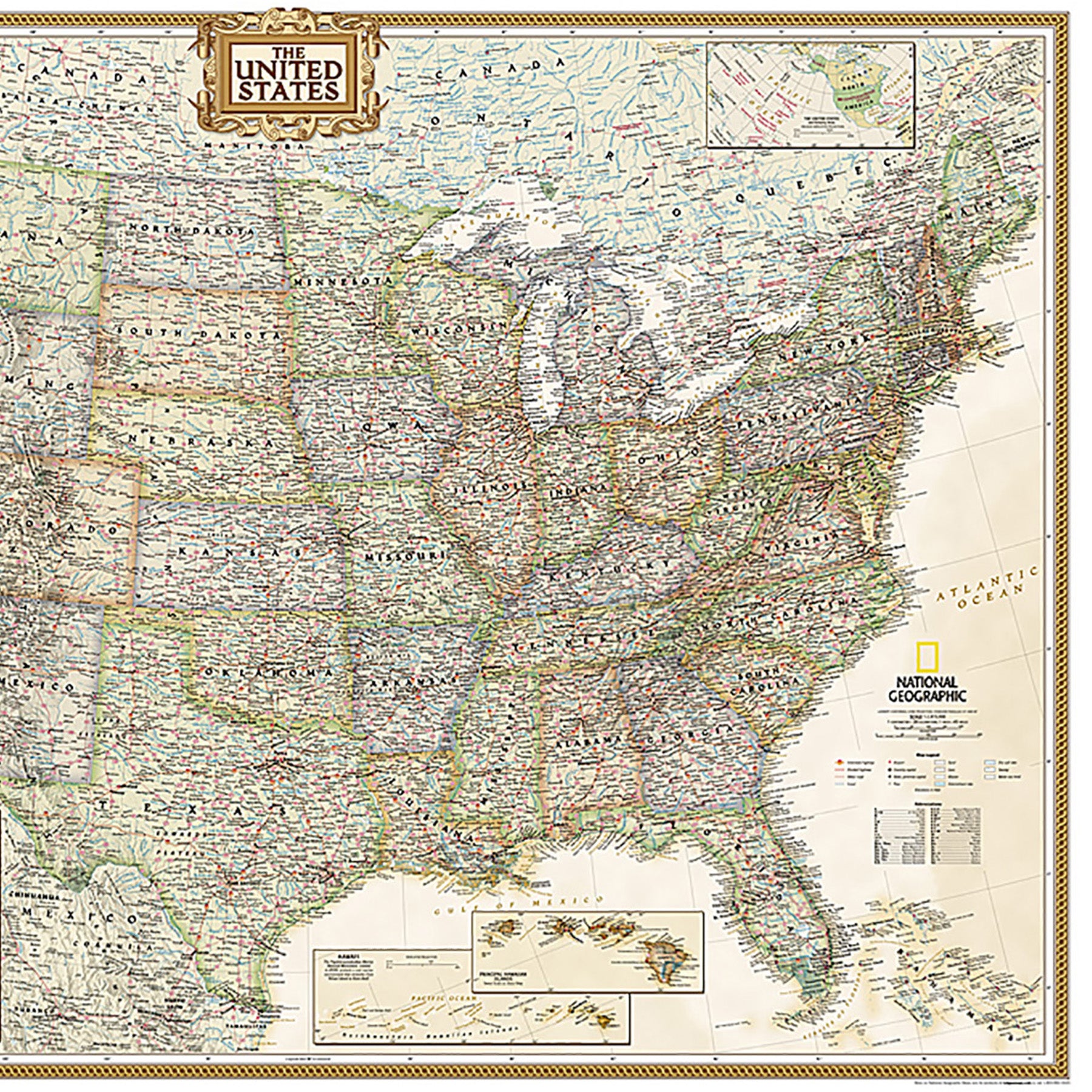 United States Executive Map, Enlarged and Laminated, 69.25" x 48"