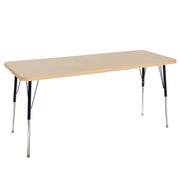 24" x 72" Rectangle La Madera Activity Table with Standard Legs - Maple Grain/Black