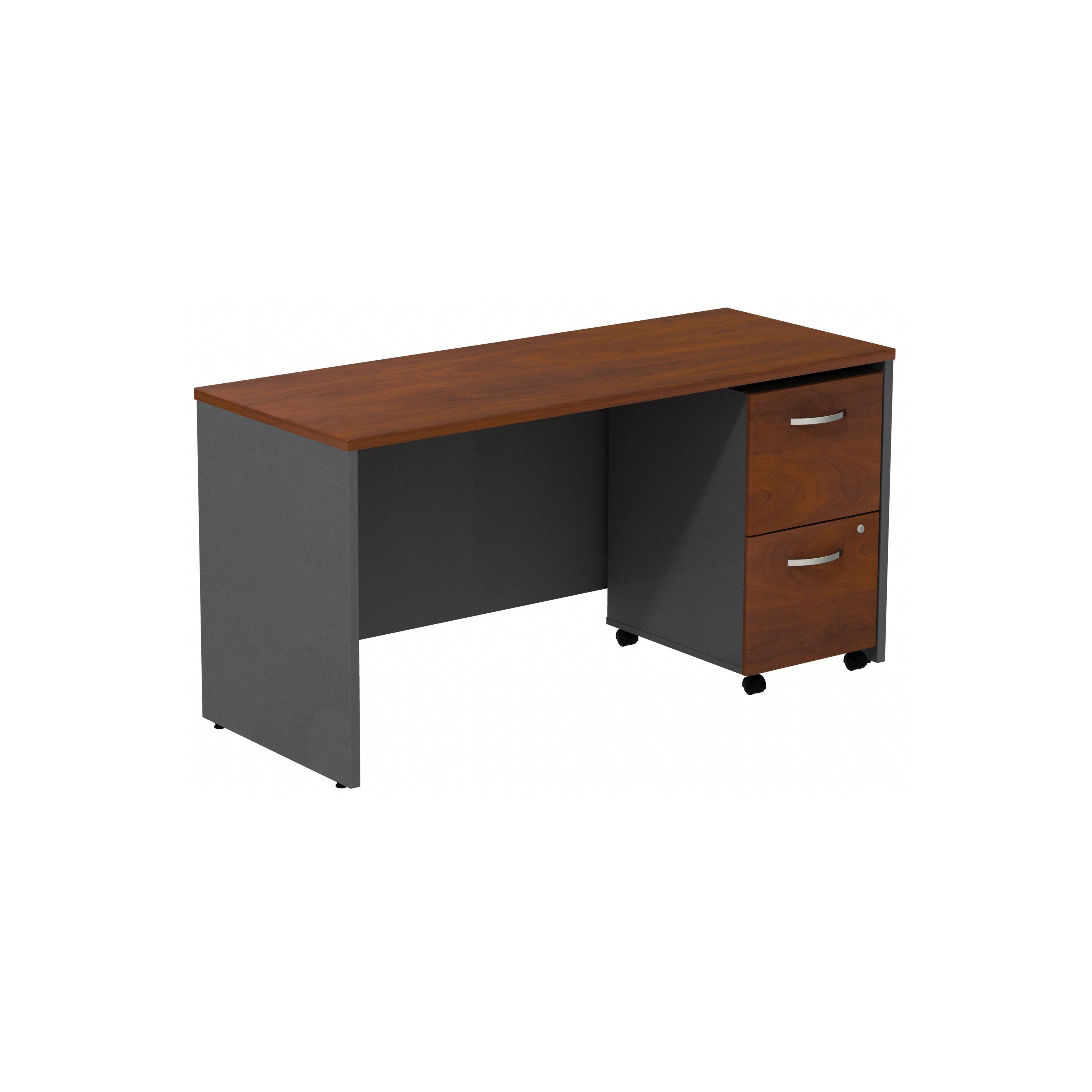 Bush Business Furniture Series C 60W Desk/Credenza Shell with 2-Drawer Mobile Pedestal - 59.49" Width x 23.35" Depth x 29.8" Height