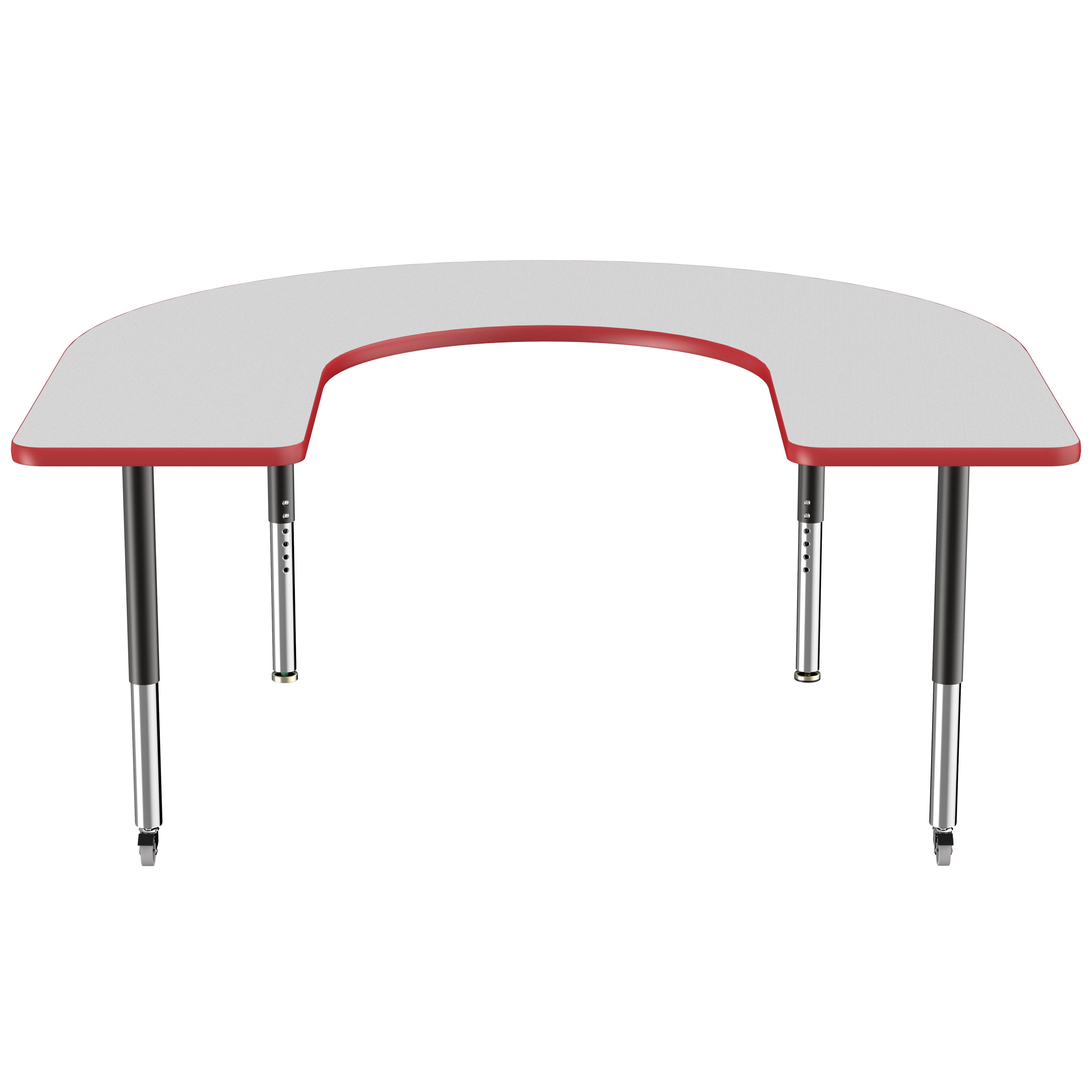 60" x 66" Horseshoe T-Molding Activity Table with Adjustable Super Legs - Gray/Red/Black