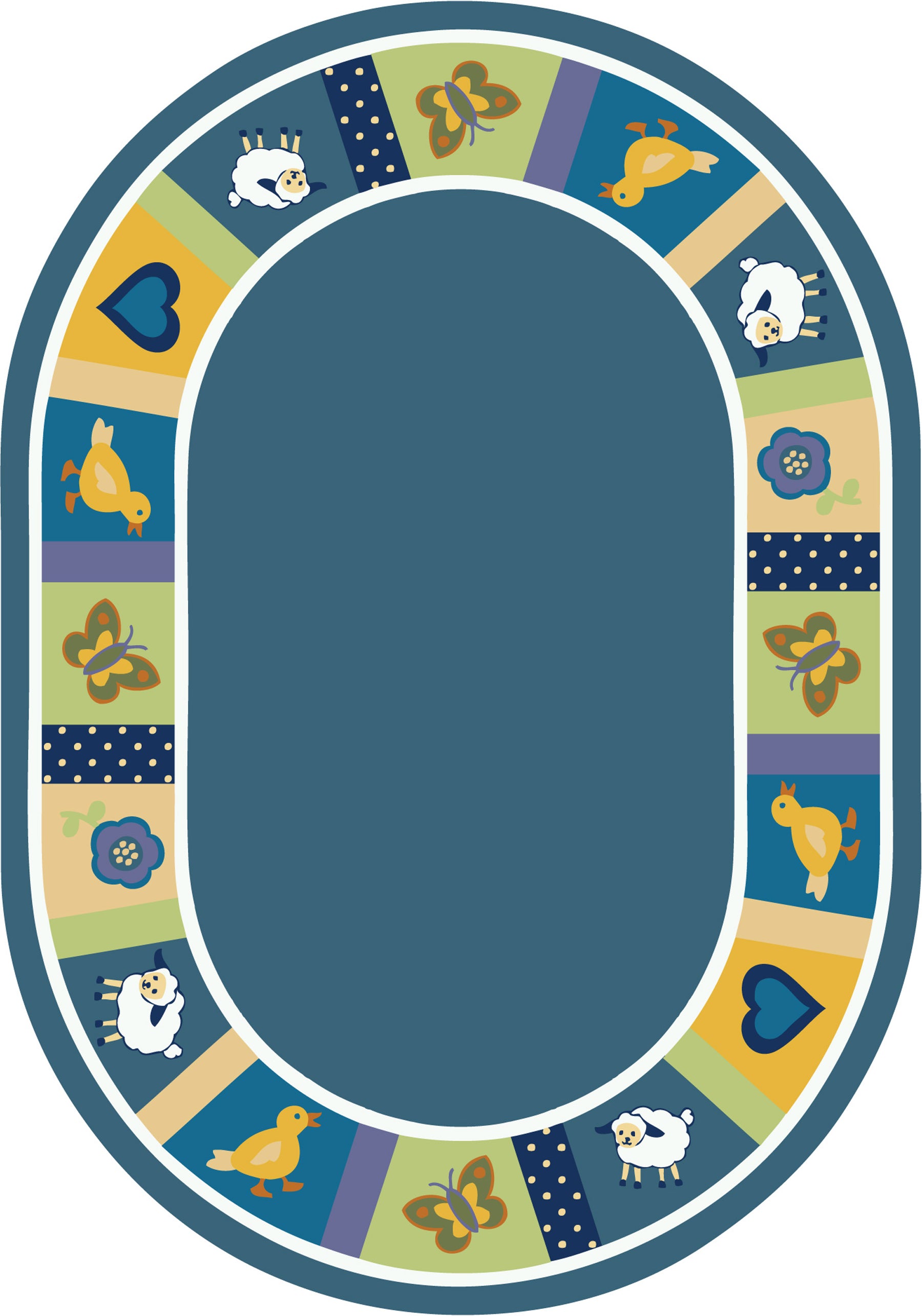 Baby Blues 10'9" x 13'2" Oval area rug in color Bold