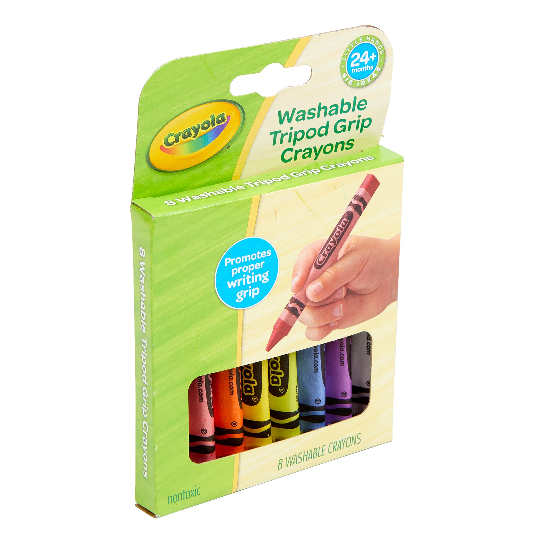 Washable Tripod Grip Crayons, 8 Count