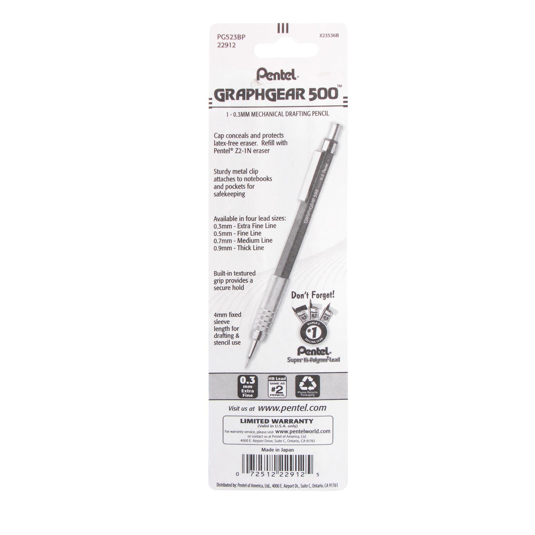 GraphGear 500 Automatic Drafting Pencil (0.3mm), Brown Barrel , 1 Count