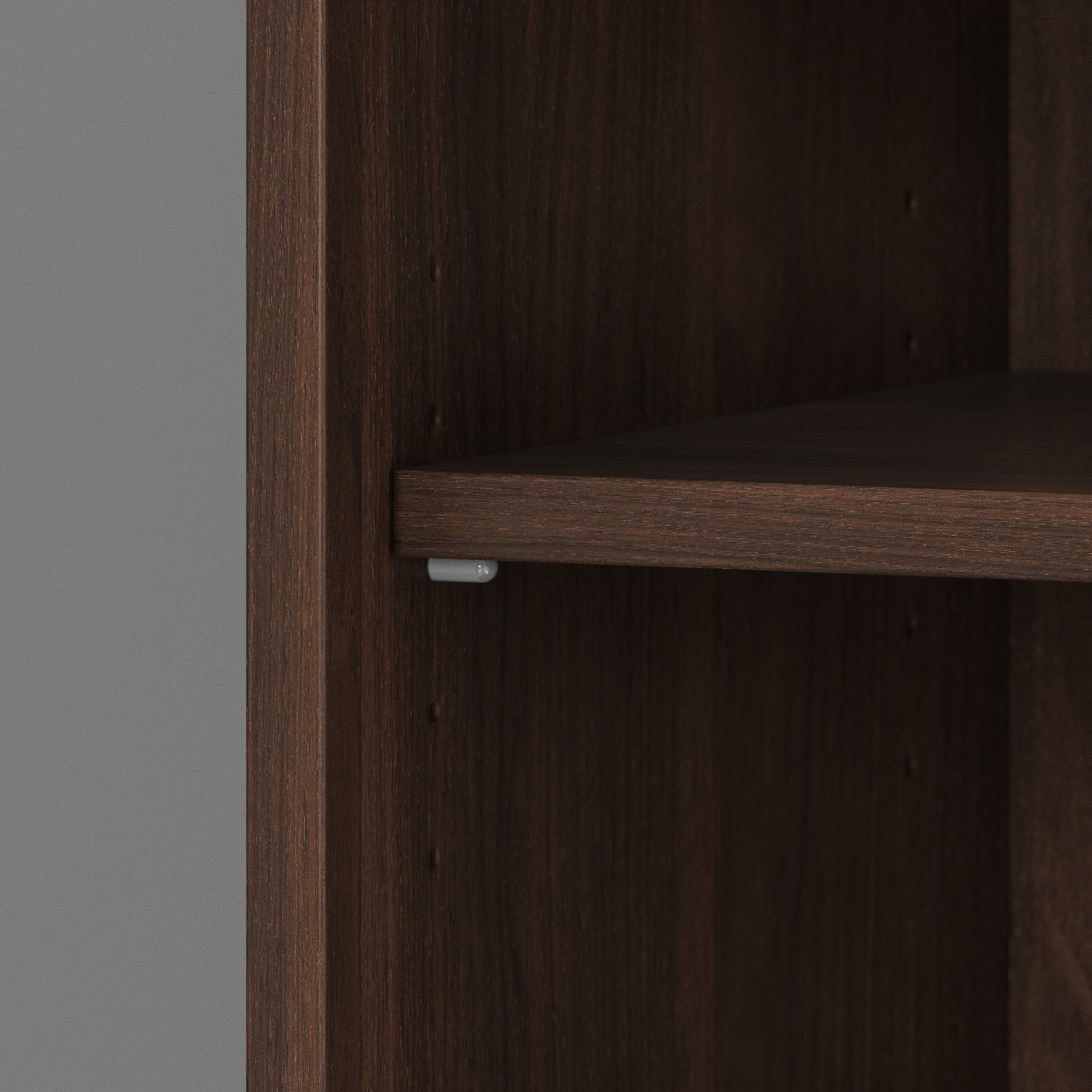 Bush Business Furniture Hybrid Tall 5 Shelf Bookcase with Doors in Black Walnut - 35.71" Width x 15.43" Depth x 72.8" Height