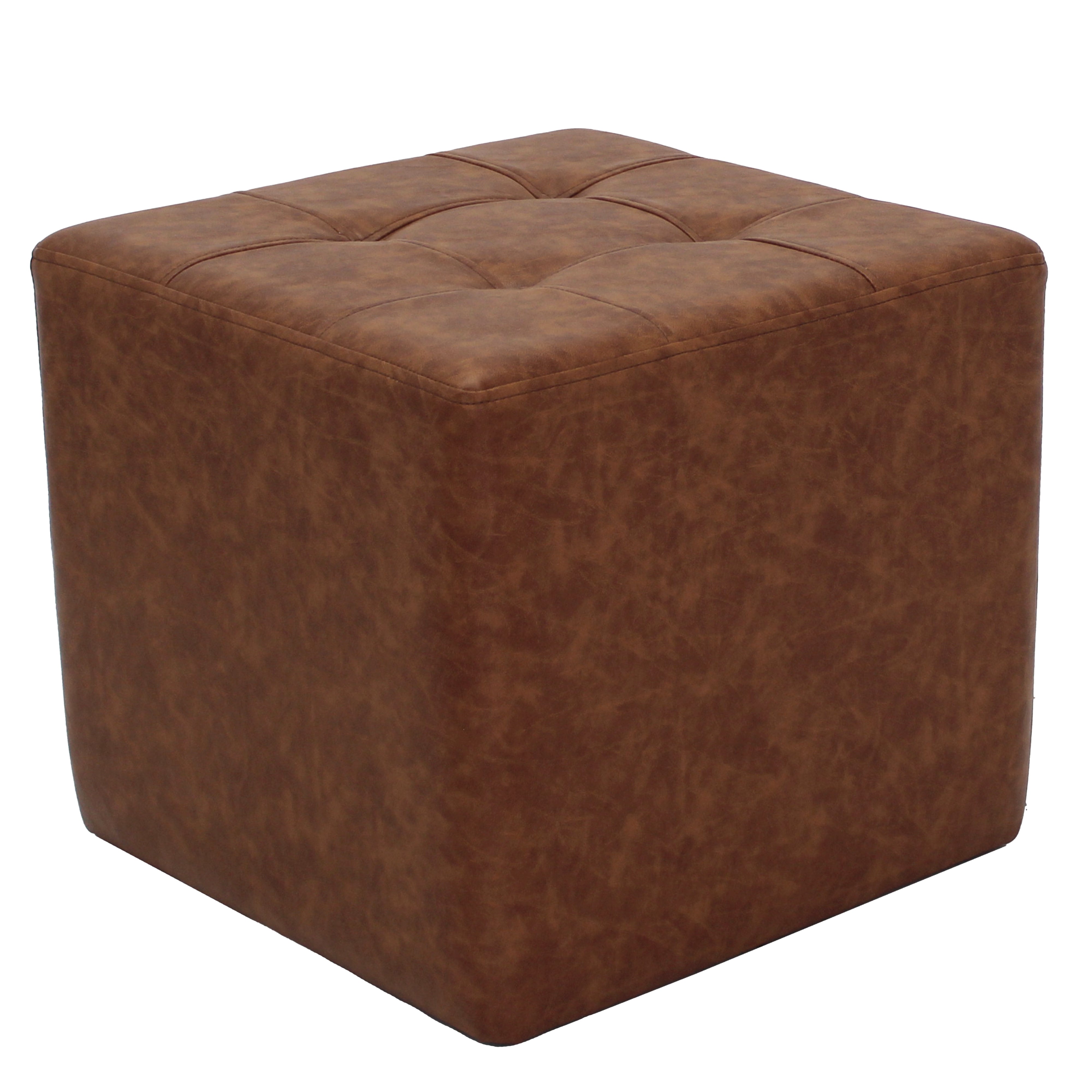 Rustic Tufted Square Ottoman 16" Height - Hazelnut