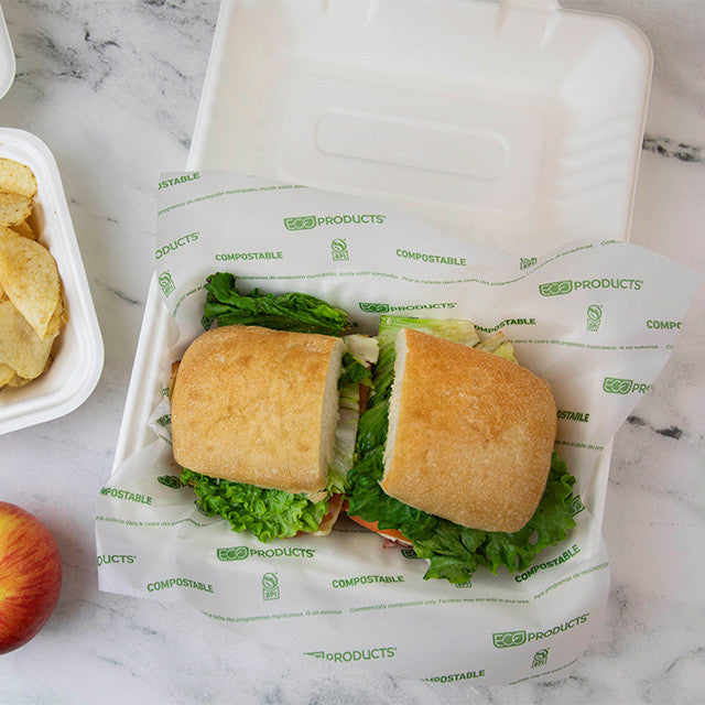 Renewable & Compostable Insulated White Sandwich Wrap 15x16 - Case of 1000