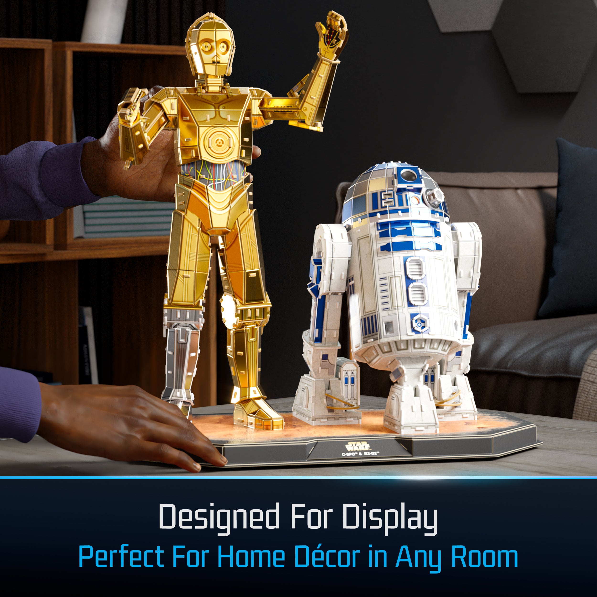 4D Build, Star Wars C-3PO & R2-D2 3D Model Kit with Stand, Star Wars Collectibles & Desk Décor, Adult Puzzles, Building Toys, 3D Puzzles for Adults & Teens, 416 Pieces, for Ages 12 & Up