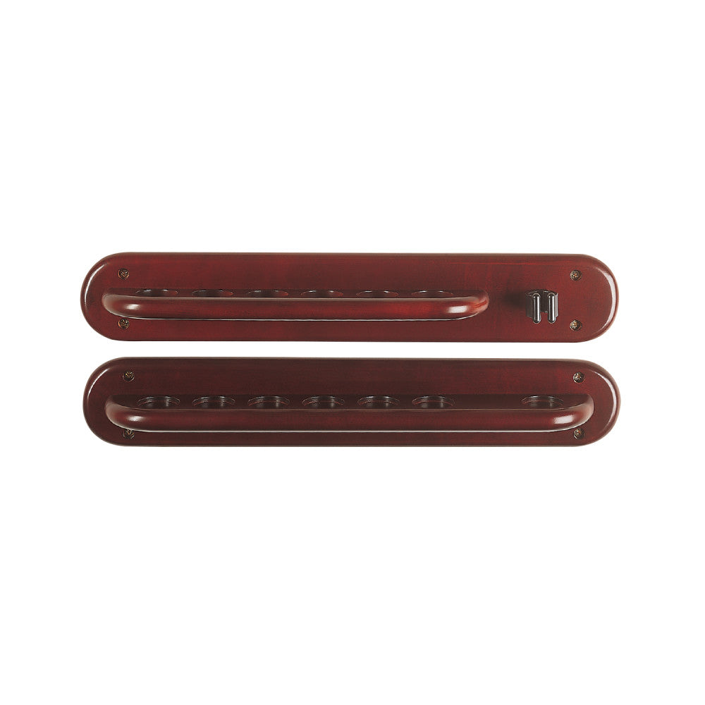 6-Cue Wall Rack w/Bridge Clip, Cherry