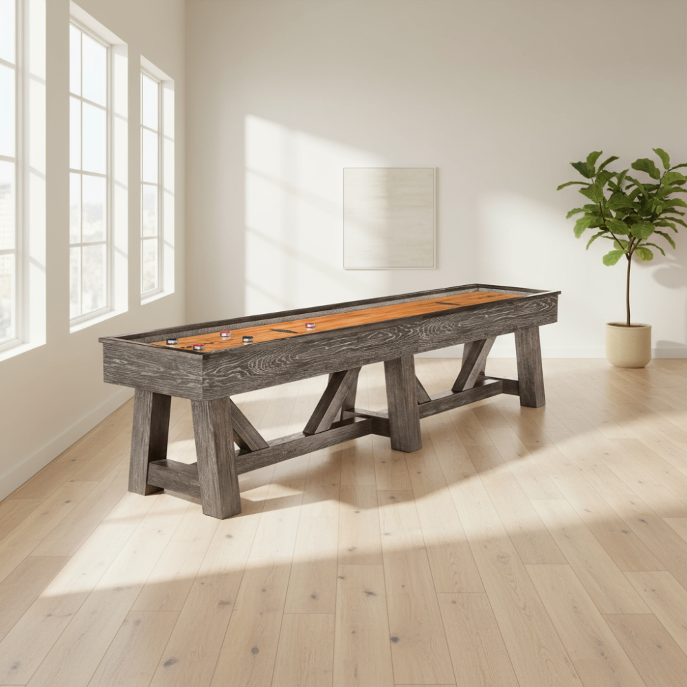 Botanic 12' Dark Charcoal, Shuffleboard Table - 147.25"L x 29.6"W x 32.3"H