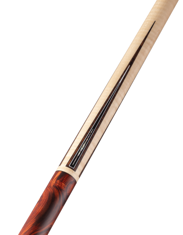 Brunswick x Lucasi Maple 180th Anniversary Cue (Radial Butt: Matte Curly, Snakewood, Silver & Pearl, Cocobolo handle)