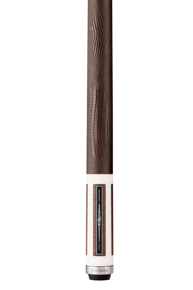 Brunswick x Lucasi Maple 180th Anniversary Cue (Uniloc Butt: Matte White, Snakewood, Silver & Pearl, White Leather Wrap)