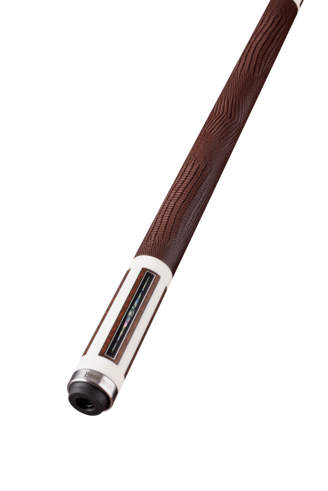 Brunswick x Lucasi Maple 180th Anniversary Cue (Radial Butt: Matte White, Snakewood, Silver & Pearl, White Leather Wrap)