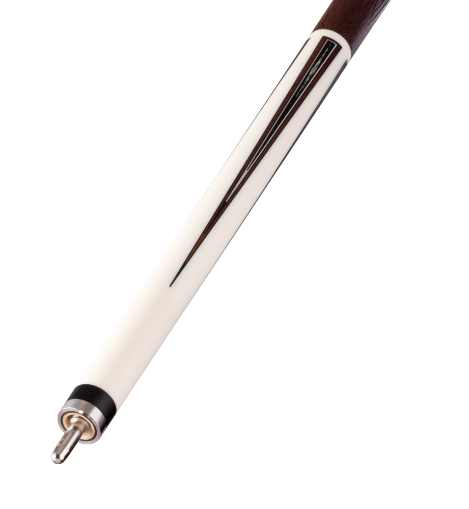 Brunswick x Lucasi Maple 180th Anniversary Cue (Uniloc Butt: Matte White, Snakewood, Silver & Pearl, White Leather Wrap)