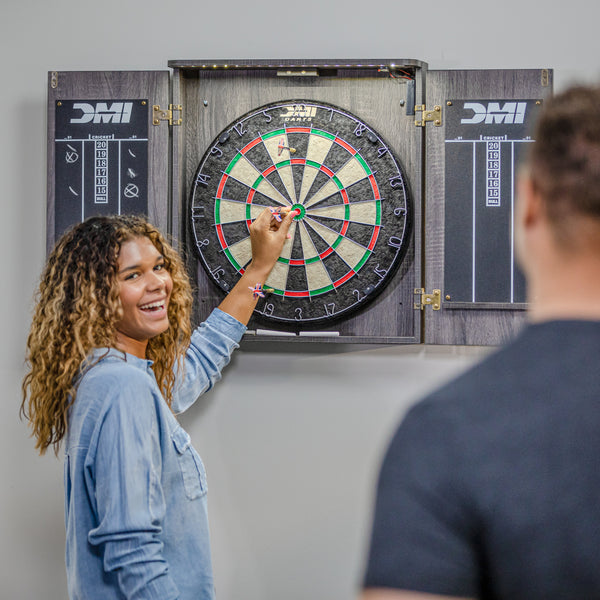 DMI Sports Paris Lighted Dartboard Cabinet Set