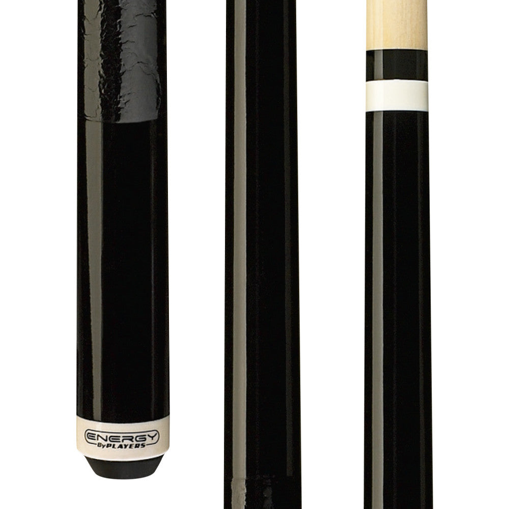 Energy By Players Midnight Black Gloss Cue with Simulated Leather Wrap