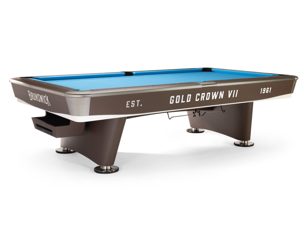 Gold Crown VII 9' Brown Gully (Pocket Opening: 4 x 4.5), Pool Table - 115 1/8” x 65 1/8”