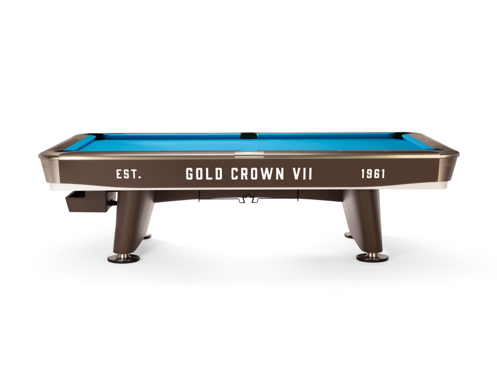 Gold Crown VII 9' Brown Gully (Pocket Opening: 4 x 4.5), Pool Table - 115 1/8” x 65 1/8”