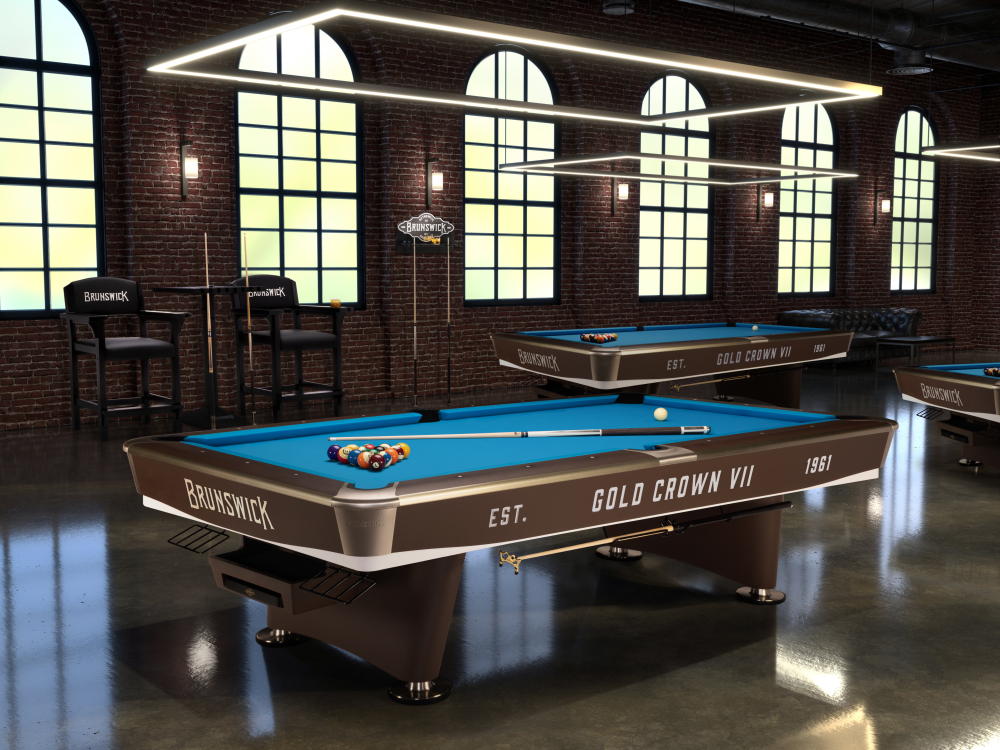 Gold Crown VII 9' Brown Gully (Pocket Opening: 4.75 x 5.25), Pool Table - 115 1/8” x 65 1/8”