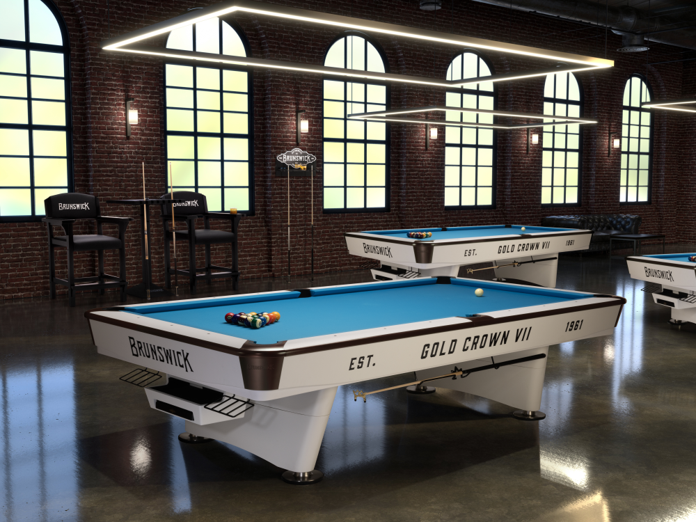 Gold Crown VII 9' White Gully (Pocket Opening: 4.25 x 4.75), Pool Table - 115 1/8” x 65 1/8”