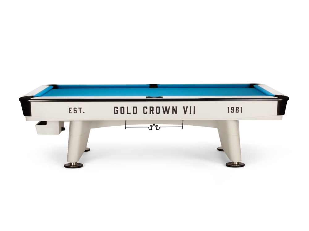 Gold Crown VII 9' White Gully (Pocket Opening: 4 x 4.5), Pool Table - 115 1/8” x 65 1/8”