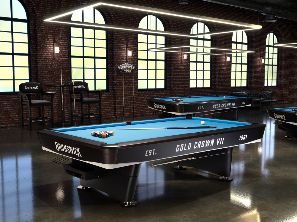 Gold Crown VII 9' Black Gully (Pocket Opening: 4 x 4.5), Pool Table - 115 1/8” x 65 1/8”