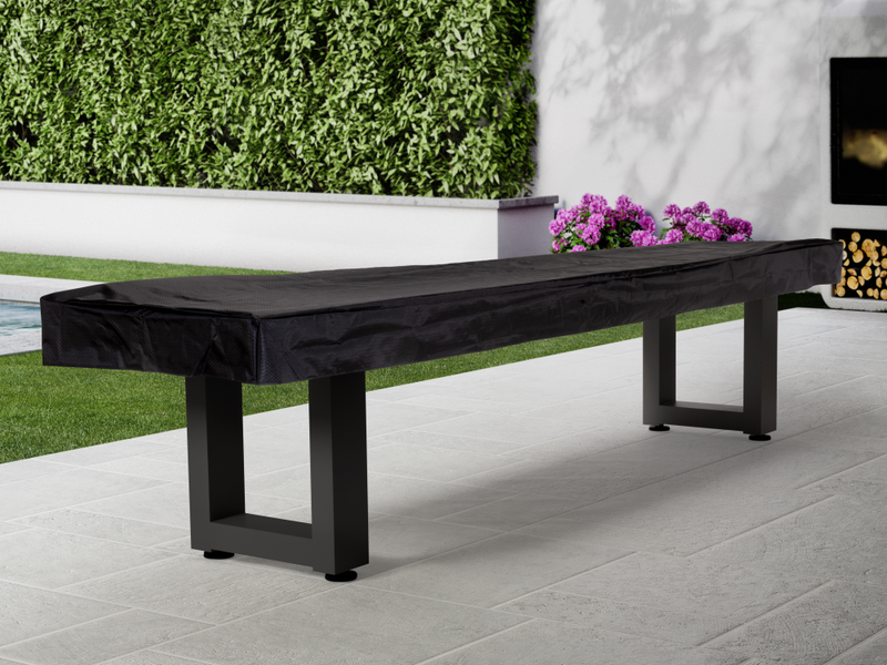American Heritage® Lanai 9' Outdoor Shuffleboard Table with Cover, Obsidian Black