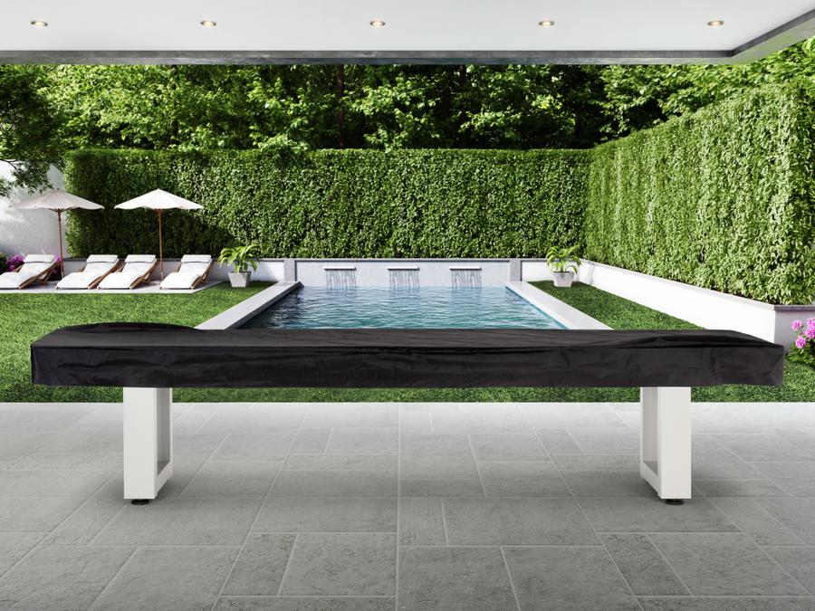 American Heritage® Lanai 12' Outdoor Shuffleboard Table with Cover, Pearl White