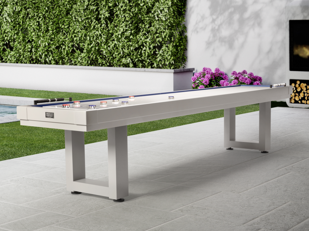 American Heritage® Lanai 9' Outdoor Shuffleboard Table with Cover, Pearl White
