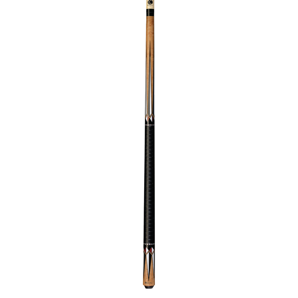 Lucasi Custom Antique Birdseye & Black/Imitation Bone Cue with Embossed Leather Wrap