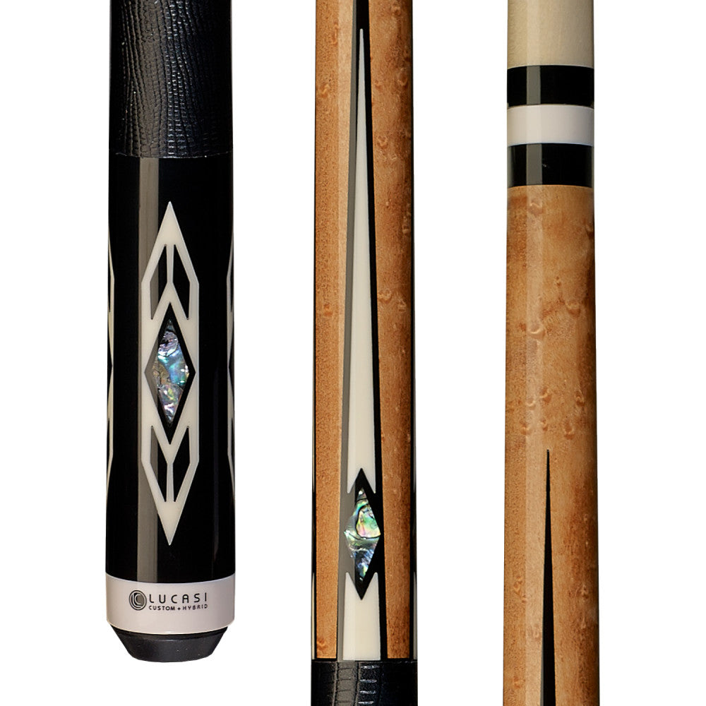 Lucasi Custom Antique Maple/Midnight Black Cue with Embossed Leather Wrap