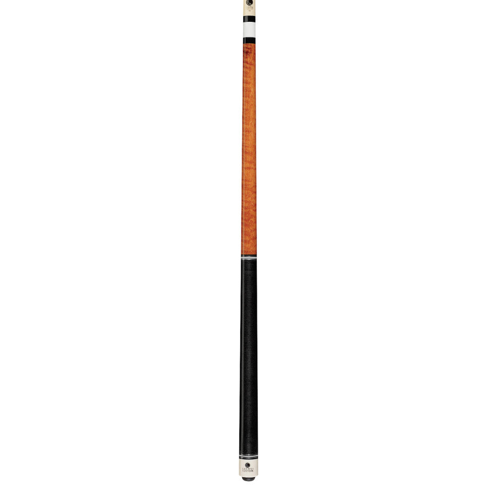 Lucasi Custom Antique Stained Curly Maple Cue with Black Linen Wrap