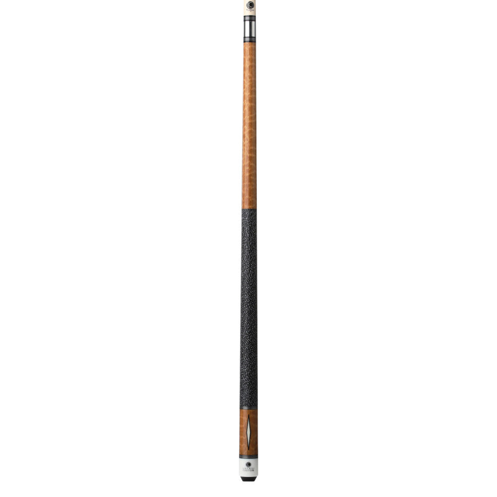 Lucasi Custom Exotic Apitong Diamond Series Cue with Black/White Linen Wrap
