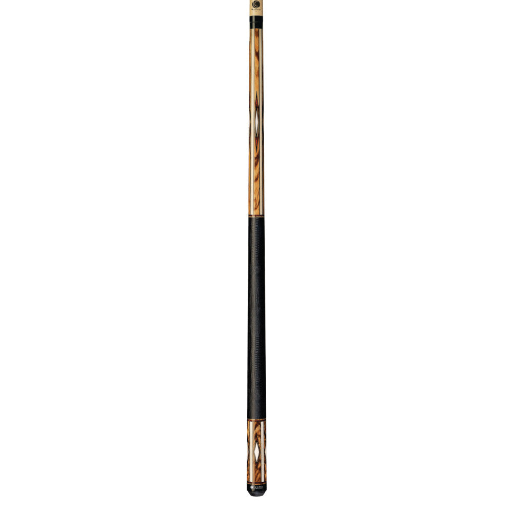 Lucasi Custom Maple/Zebrawood & Imitation Bone/Cocobolo Cue with Embossed Leather Wrap