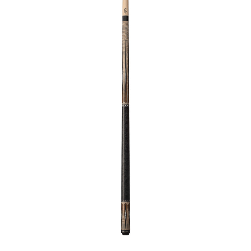 Lucasi Custom Matte Grey Maple & Bocote/White Recon Cue with Leather Wrap