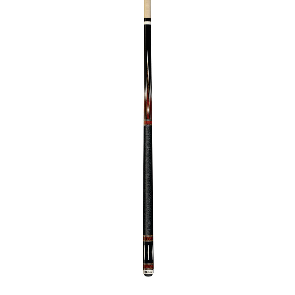 Lucasi Custom Midnight Black & Cocobolo/Bocote Cue with Embossed Leather Wrap