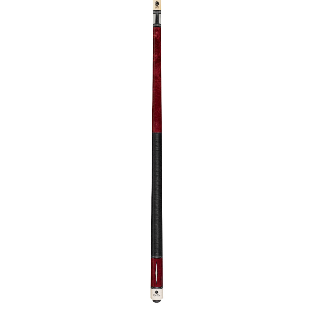 Lucasi Custom Venetian Red Diamond Series Cue with Black Linen Wrap