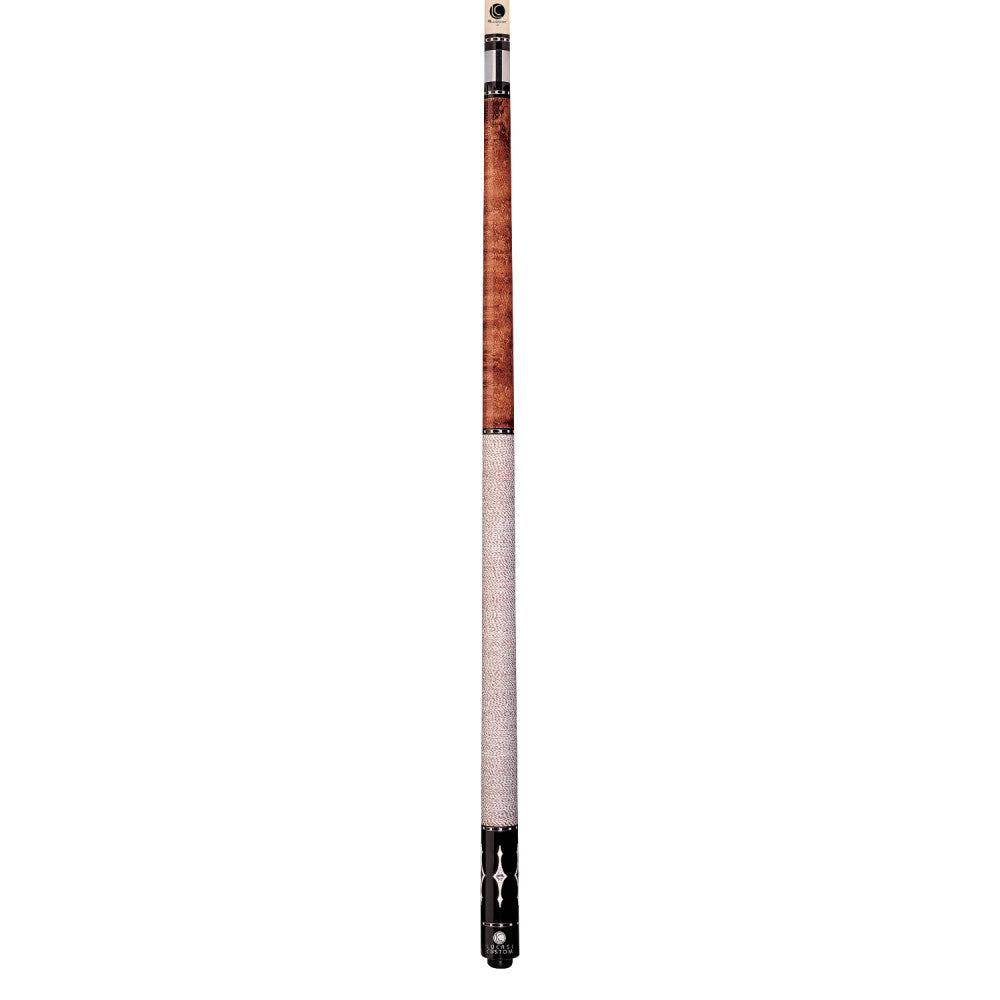 Lucasi Custom Walnut Stained Birdseye Maple with White/Brown Linen Wrap