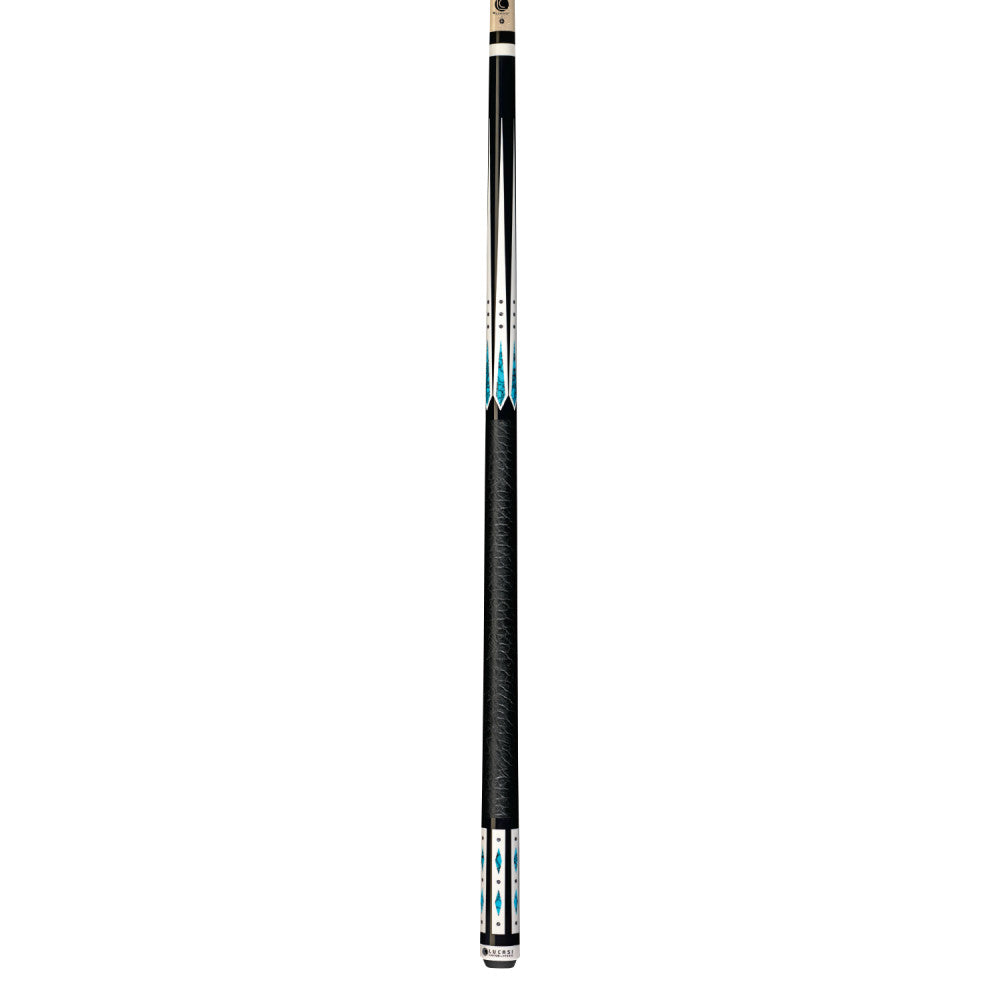 Lucasi Hybrid Midnight Black & Blue Recon Cue with Embossed Leather Grip