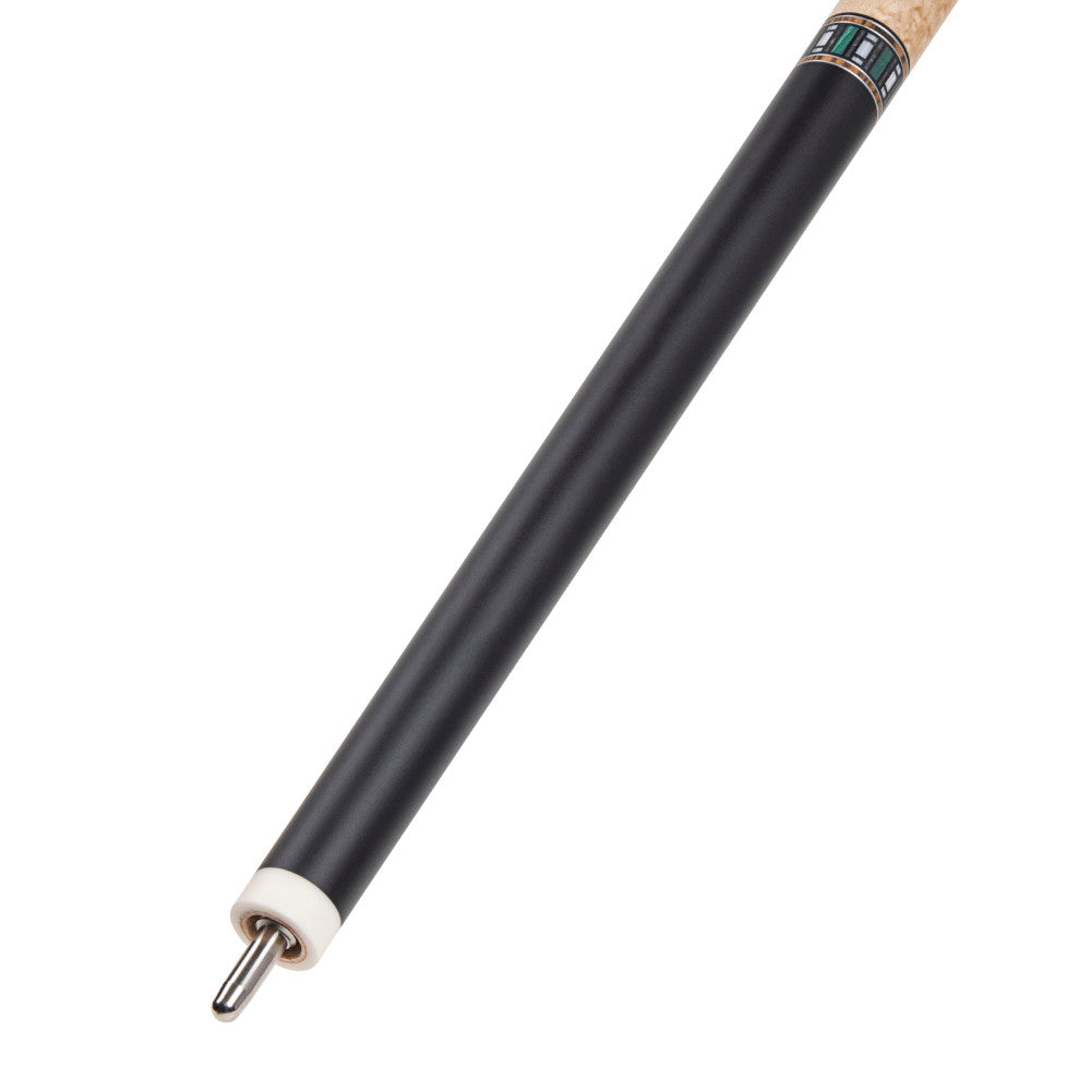 Lucasi LUX61 Pool Cue, Bocote, Malachite & Imt. Bone Inlay Ring, Nat. Brdseye Handle