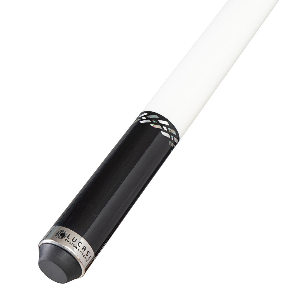 Lucasi LUX71 Pool Cue, Midnight Black Cue, White Wrapless Handle